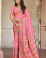 Evocative Baby Pink Pashmina Saree With Quintessential Blouse Piece