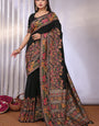 Pulsating Black Pashmina Saree With Ineffable Blouse Piece