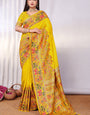 Forbearance Yellow Pashmina Saree With Bucolic Blouse Piece