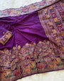 Scrupulous Purple Pashmina saree With Rhapsodic Blouse Piece