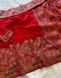 Enamoring Red Pashmina saree With Charismatic Blouse Piece