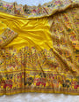Incomparable Yellow Pashmina saree With Imaginative Blouse Piece