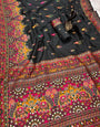 A glam Black Pashmina saree With Prominent Blouse Piece