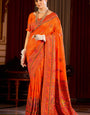 Seraglio Orange Pashmina Saree With Splendiferous Blouse Piece