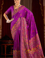 Splendorous Purple Pashmina Saree With Vivacious Blouse Piece