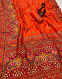 Hypnotic Orange Pashmina saree With Desiring Blouse Piece