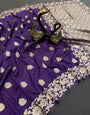 Luxuriant Purple Soft Banarasi Silk Saree With Engaging Blouse Piece