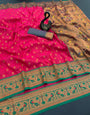 Mellifluous Dark Pink Paithani Silk Saree With Rhapsody Blouse Piece