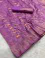 Mellifluous Lavender Soft Banarasi Silk Saree With Groovy Blouse Piece