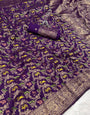 Attractive Royal Purple Soft Banarasi Silk Saree With Tempting Blouse Piece