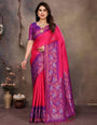 Designer Magenta Soft Banarasi Silk Saree With Dazzling Blouse Piece