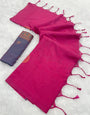 Exemplary Dark Pink Soft Banarasi Silk Saree With Scrupulous Blouse Piece