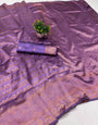 Susurrous Lavender Soft Silk Saree With Most Dalliance Blouse Piece