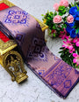 Extraordinary Lavender Soft Banarasi Silk Saree With Marvellous Blouse Piece
