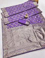 Demure Lavender Soft Banarasi Silk Saree With Fairytale Blouse Piece