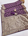 Demure Purple Soft Banarasi Silk Saree With Fairytale Blouse Piece