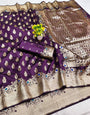 Pulsating Purple Soft Banarasi Silk Saree With Rhapsody Blouse Piece