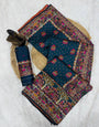 Evocative Navy Blue Pashmina Saree With Ratatouille Blouse Piece