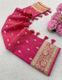 Energetic Dark Pink Soft Banarasi Silk Saree With Unique Blouse Piece