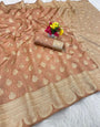 Engrossing Light Brown Soft Silk Saree With Delightful Blouse Piece