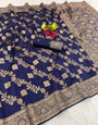 Seraglio Navy Blue Soft Silk Saree With Alluring Blouse Piece