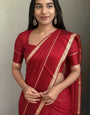 Radiant Red Banarasi Viscose Silk Saree With Transcendent Blouse Piece