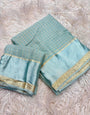 Verdant Sky Banarasi Viscose Silk Saree With Vivacious Blouse Piece