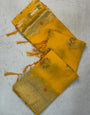 Radiant Yellow Banarasi Georgette Silk Saree With Opulent Blouse Piece