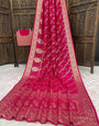 Trendy Dark Pink Banarasi Dola Silk Saree With Classy Blouse Piece