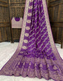 Efflorescence Purple Banarasi Dola Silk Saree With Eloquence Blouse Piece