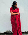 Ravishing Dark Pink Banarasi Khadi Silk Saree With Most Stunning Blouse Piece