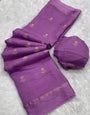 Adoring Lavender Banarasi Khadi Silk Saree With Chatoyant Blouse Piece