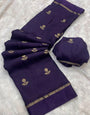 Staggering Purple Banarasi Khadi Silk Saree With Fragrant Blouse Piece