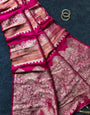 Fancifull Dark Pink Banarasi Dola Silk Saree With A glam Blouse Piece