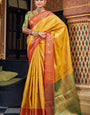 Woebegone Yellow Soft Banarasi Silk Saree With Conflate Blouse Piece