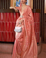 Susurrous Peach Soft Banarasi Silk Saree With Bucolic Blouse Piece