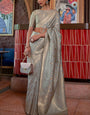 Sumptuous Grey Soft Banarasi Silk Saree With Beleaguer Blouse Piece