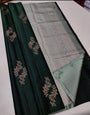 Admirable Dark Green Soft Silk Saree With Unique Blouse Piece