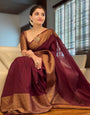 Wonderful Wine Soft Silk Saree With Exuberant Blouse Piece