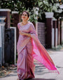 Enigmatic Pink Soft Silk Saree With Fantabulous Blouse Piece