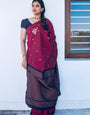 Trendy Wine Soft Silk Saree With Pleasurable Blouse Piece