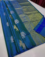 Felicitous Firozi Soft Silk Saree With Ratatouille Blouse Piece