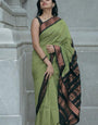 Invaluable Pista Soft Silk Saree With Divine Blouse Piece