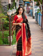 Precious Black Soft Silk Saree With Admirable Blouse Piece