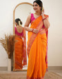 Mesmerising Orange Cotton Silk Saree With Bewitching Blouse Piece