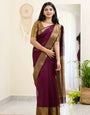 Dalliance Wine Cotton Silk Saree With Ephemeral Blouse Piece