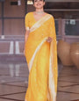 Glowing Yellow Cotton Silk Saree With Imaginative Blouse Piece