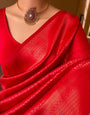 Imaginative Red Soft Silk Saree With Panoply Blouse Piece