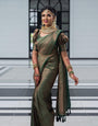 Enchanting Green Soft Silk Saree with Petrichor Blouse Piece