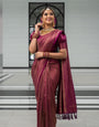 Symmetrical Purple Soft Silk Saree with Propinquity Blouse Piece